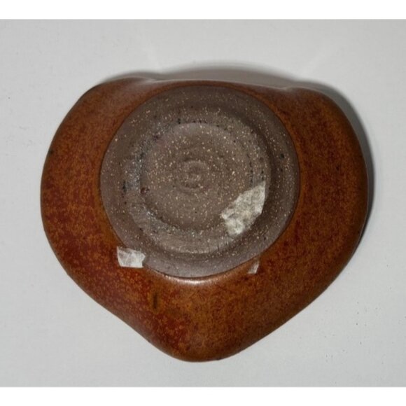 Art Pottery Crackle Glass Trinket Dish Geode Ring Dish Heart Shape - Picture 4 of 5